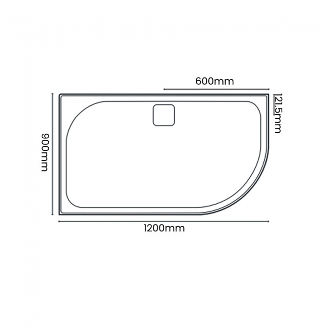 Merlyn Level25 Offset Quadrant Shower Tray 1200mm x 900mm Right Handed (inc Waste)