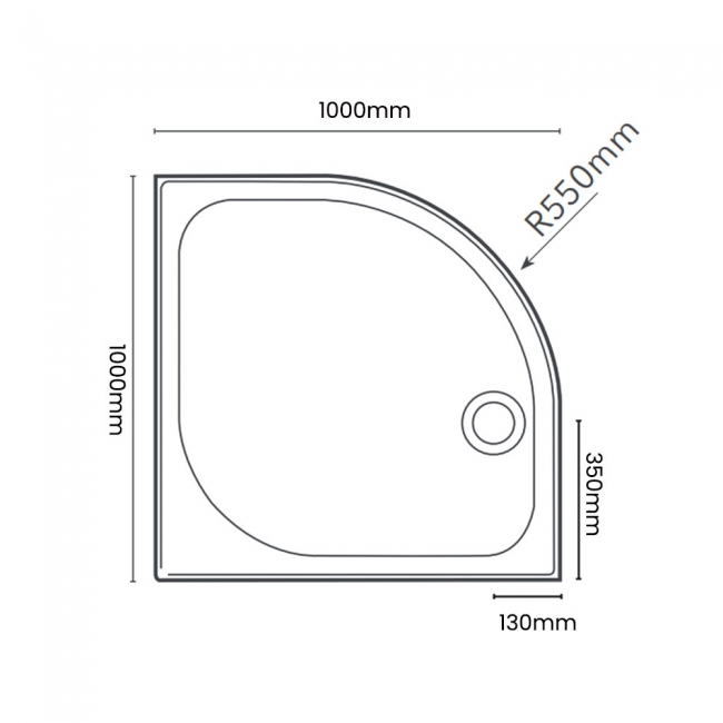 Merlyn MStone Quadrant Shower Tray 1000mm x 1000mm (inc Waste)