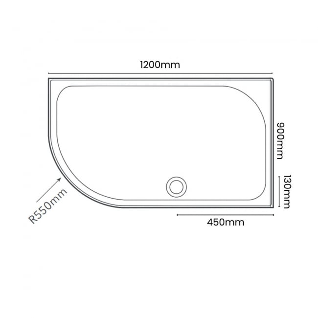 Merlyn MStone Offset Quadrant Shower Tray 1200mm x 900mm Left Handed (inc Waste)