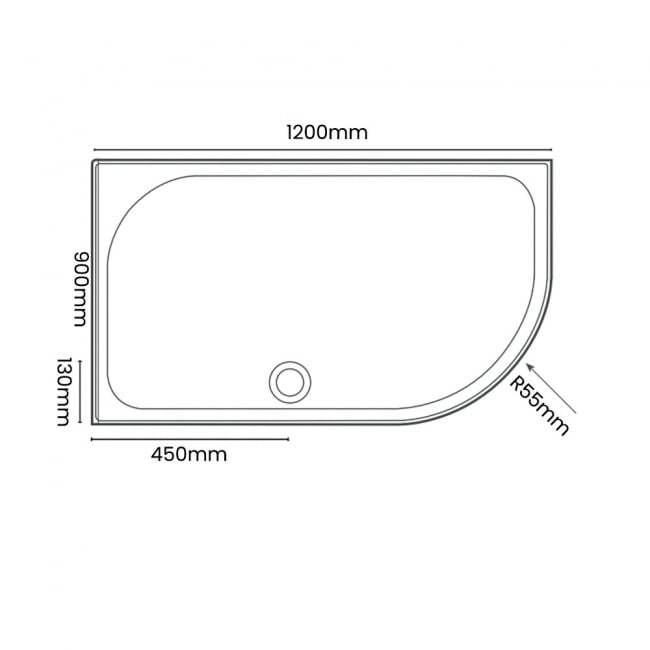 Merlyn MStone Offset Quadrant Shower Tray 1200mm x 900mm Right Handed (inc Waste)