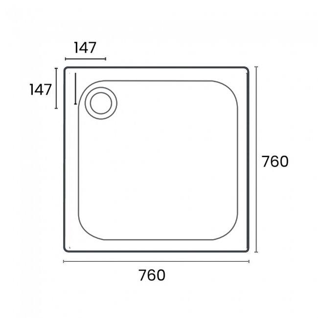 Merlyn MStone Square Shower Tray 760mm x 760mm (inc Waste)