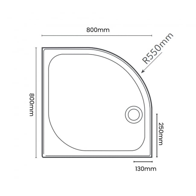 Merlyn MStone Quadrant Shower Tray 800mm x 800mm (inc Waste)