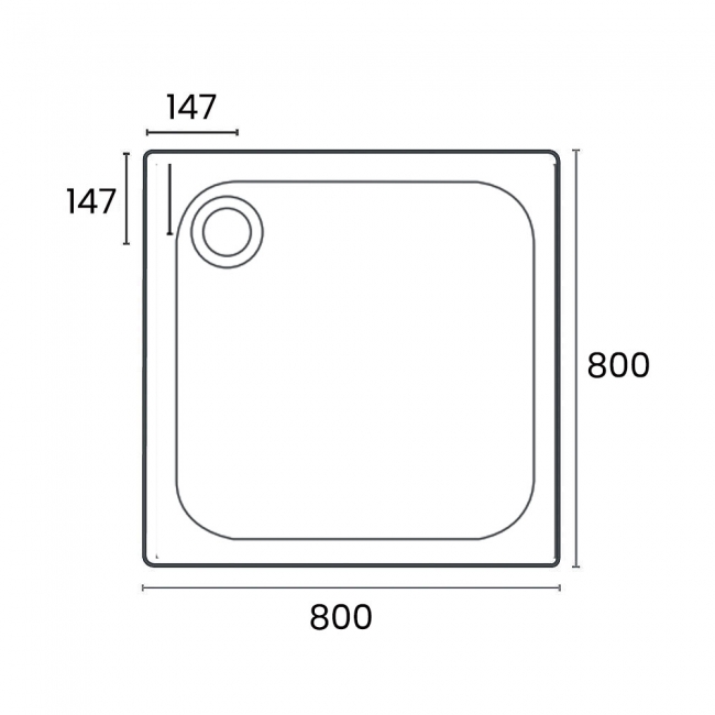 Merlyn MStone Square Shower Tray 800mm x 800mm (inc Waste)