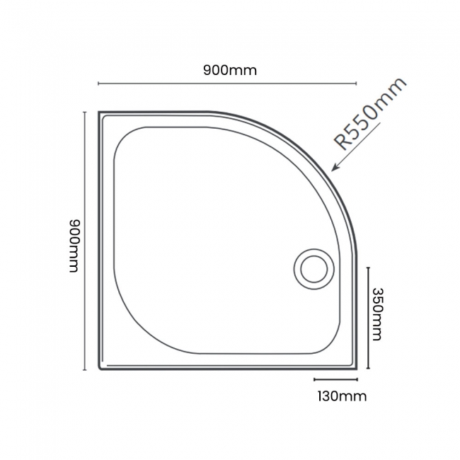 Merlyn MStone Quadrant Shower Tray 900mm x 900mm (inc Waste)