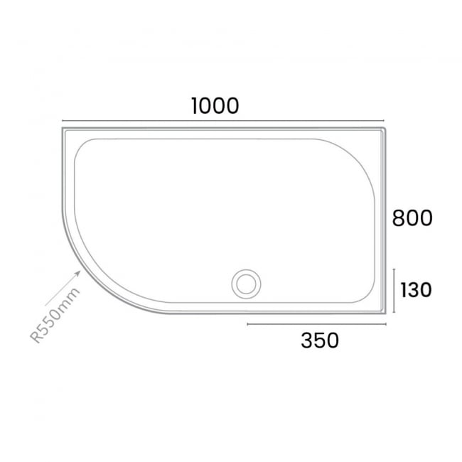 Merlyn Touchstone Offset Quadrant Shower Tray 1000mm x 800mm Left Handed