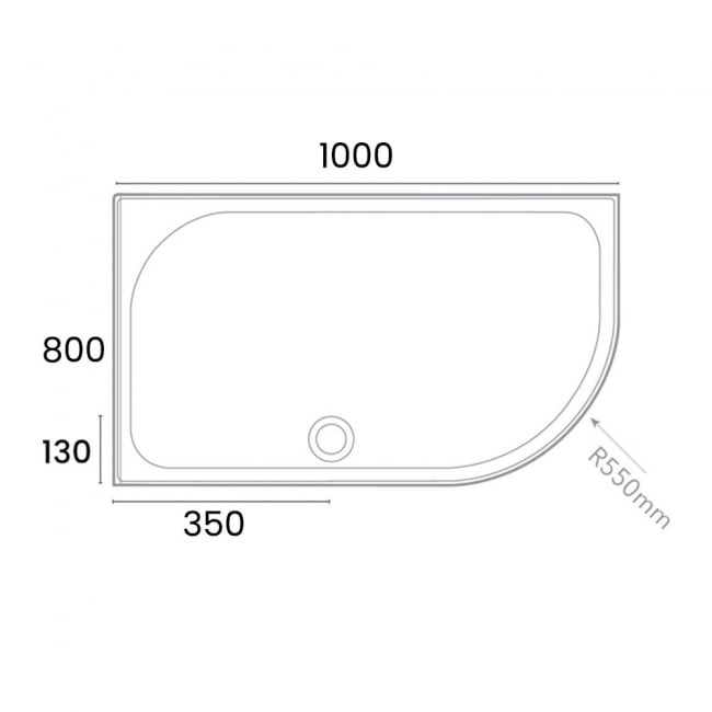 Merlyn Touchstone Offset Quadrant Shower Tray 1000mm x 800mm Right Handed