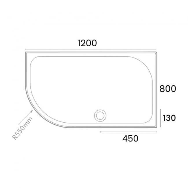 Merlyn Touchstone Offset Quadrant Shower Tray 1200mm x 800mm Left Handed