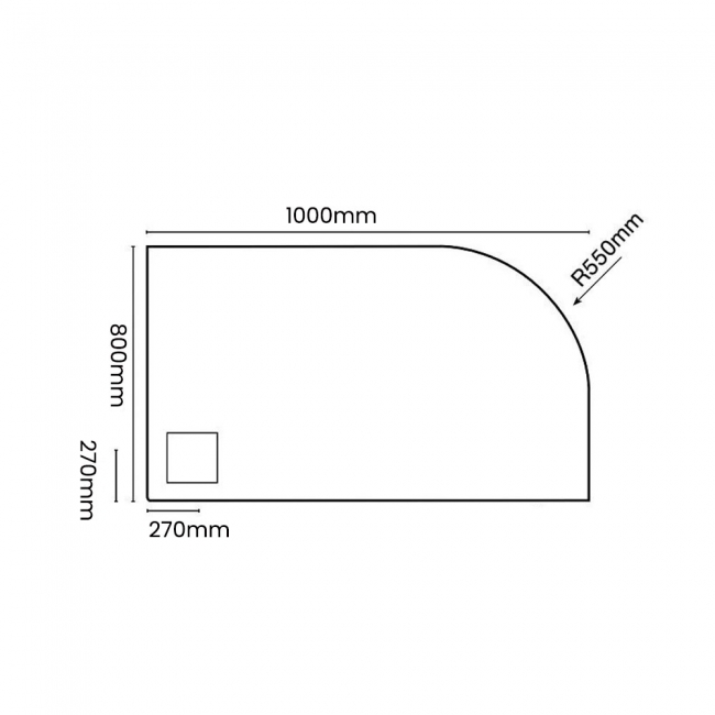 Merlyn TrueStone Graphite Slate Effect Offset Quadrant Shower Tray 1000mm x 800mm LH (inc Waste)