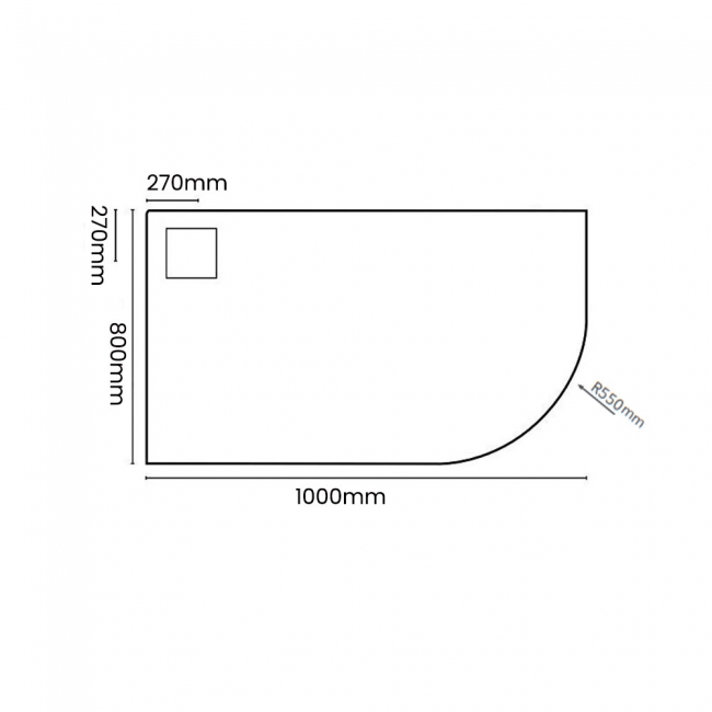 Merlyn TrueStone Black Slate Effect Offset Quadrant Shower Tray 1000mm x 800mm RH (inc Waste)