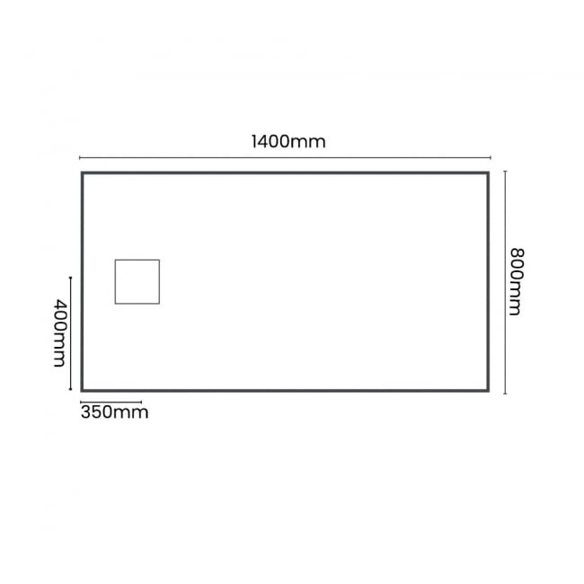 Merlyn TrueStone White Slate Effect Rectangular Shower Tray 1400mm x 800mm (inc Waste)