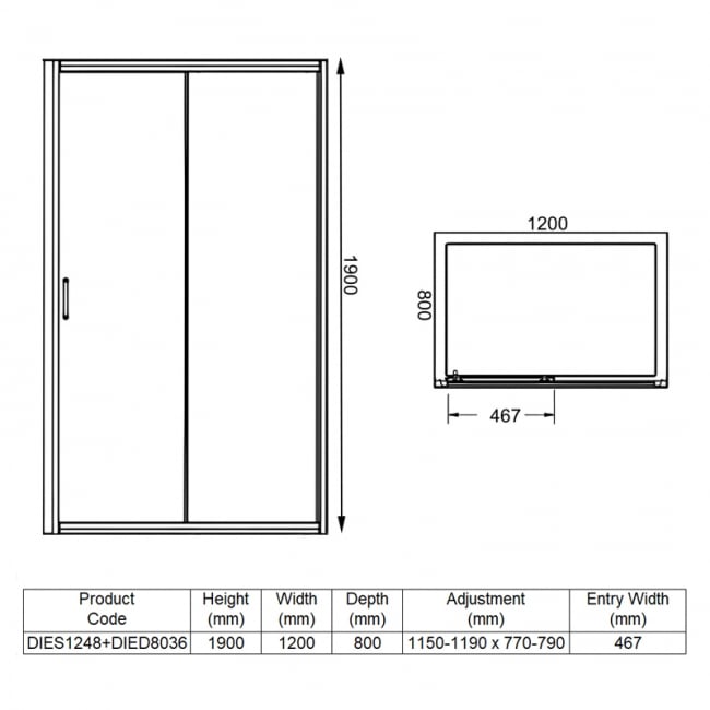 Merlyn Vivid Boost Shower Enclosure | 1200x800mm | DIES1248 + DIED8036