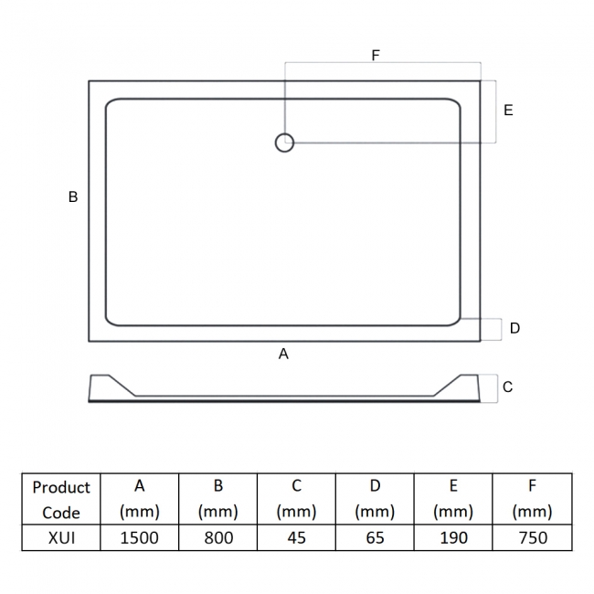 MX DucoStone Lightweight Polymer Rectangular Shower Tray 1500mm x 800mm (inc Waste)