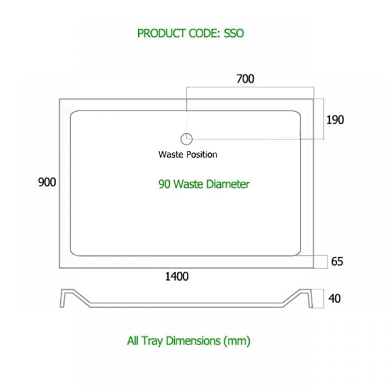 MX Elements Rectangular Shower Tray | 1400mm X 900mm | SSO