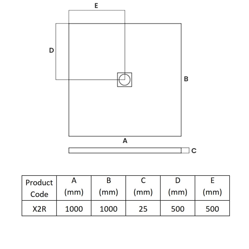 MX Minerals Ice White Slate Effect Square Shower Tray 1000mm x 1000mm