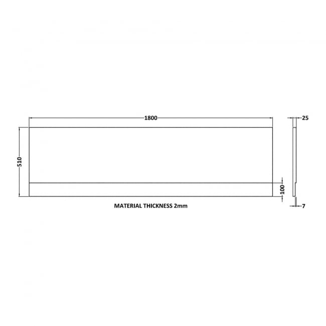 Nuie Standard Acrylic Bath Front Panel 510mm H x 1800mm W - Gloss White