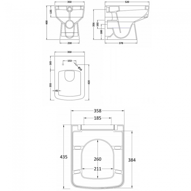 Nuie Bliss Back to Wall Toilet - Soft Close Seat