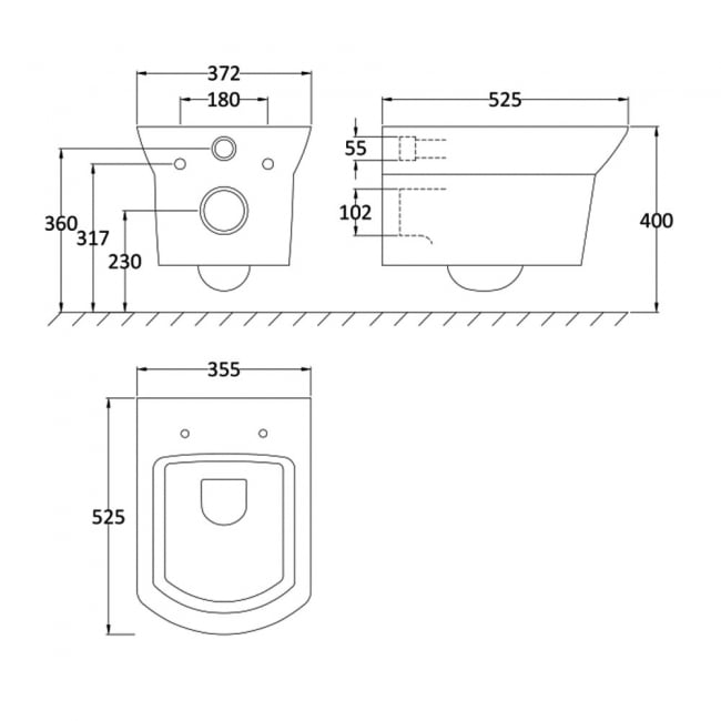 Nuie Clara Wall Hung Pan - Excluding Seat