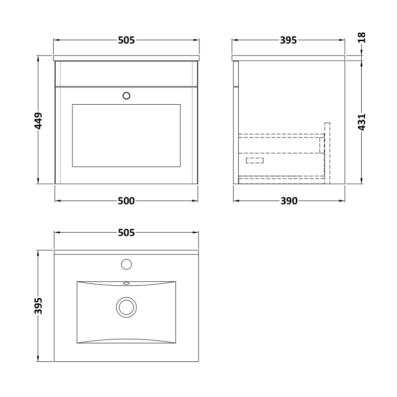 Nuie Classique Vanity Unit | 505mm | CLC191C | Satin White