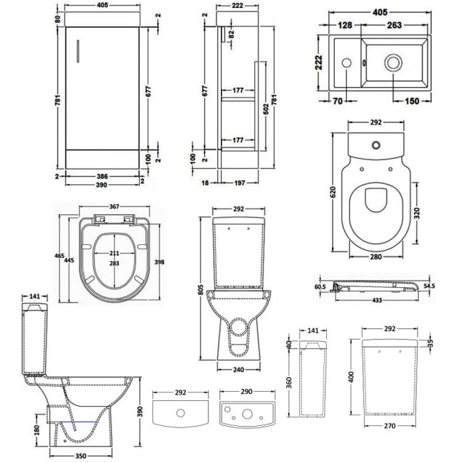 Nuie Bathroom Suite with Floor Standing Vanity 400mm - 1Tap Hole