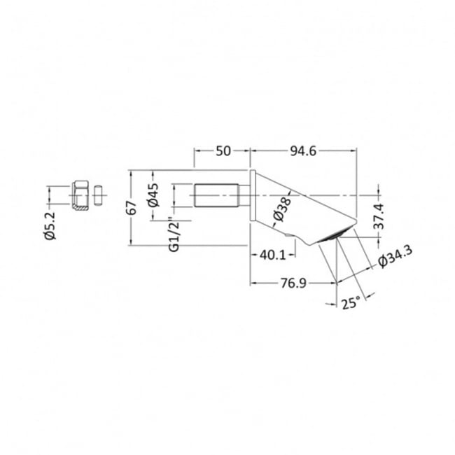 Nuie Commercial Fixed Shower Head Anti-Vandal - Chrome