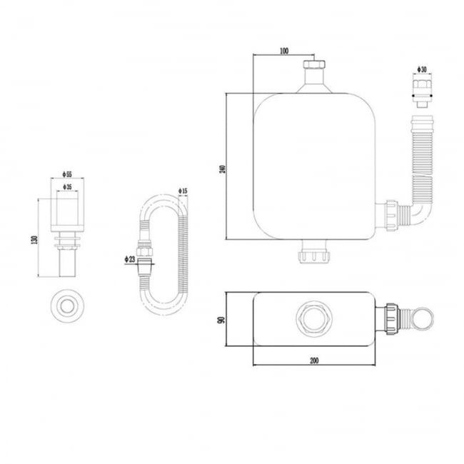 Nuie Deck Mounted Shower Kit with Hose - Chrome