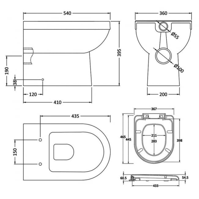 Nuie Ivo Back to Wall Toilet - Soft Close Seat