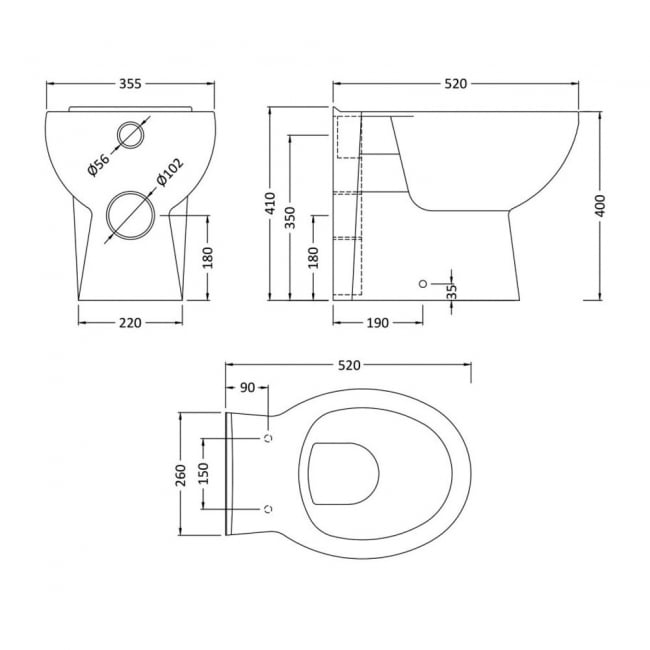 Nuie Melbourne Back to Wall Pan - Excluding Seat