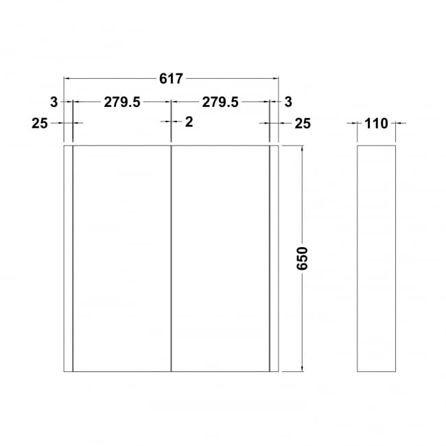 Nuie Parade 2-Door Mirrored Bathroom Cabinet 600mm Wide - Gloss Grey