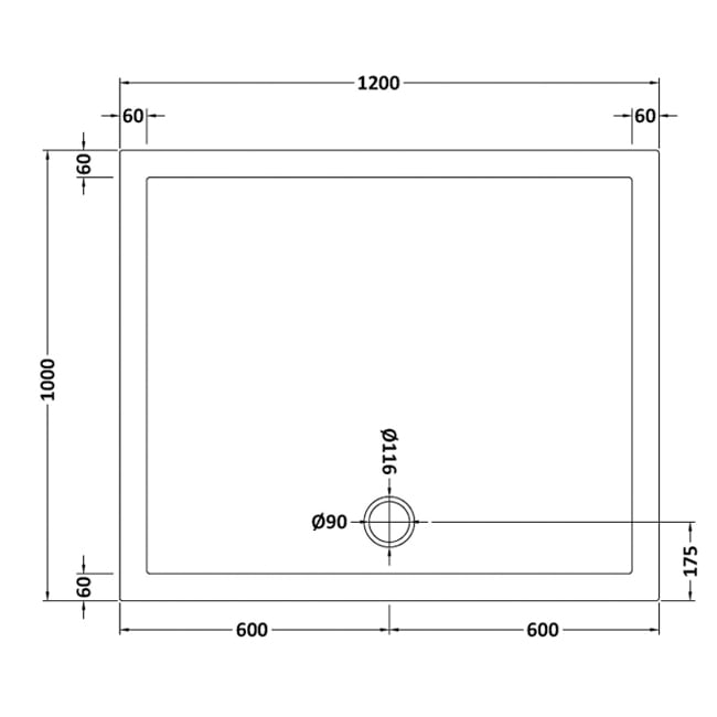 Nuie Pearlstone Rectangular Shower Tray 1200mm x 1000mm - White