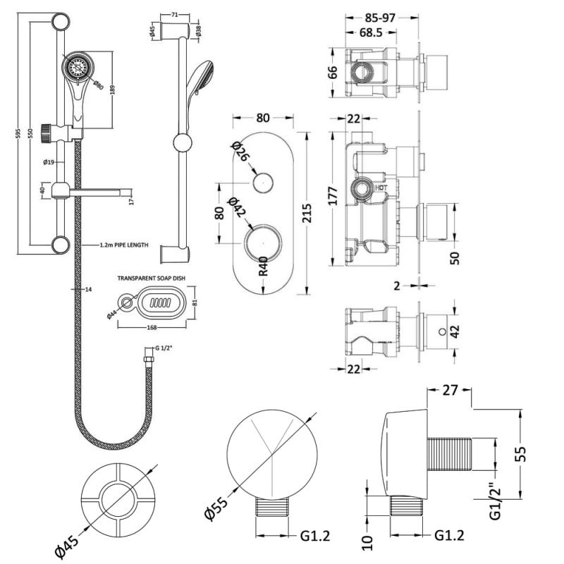 Nuie Round Concealed Shower | SBR10TW1 | 1 Outlet | Chrome