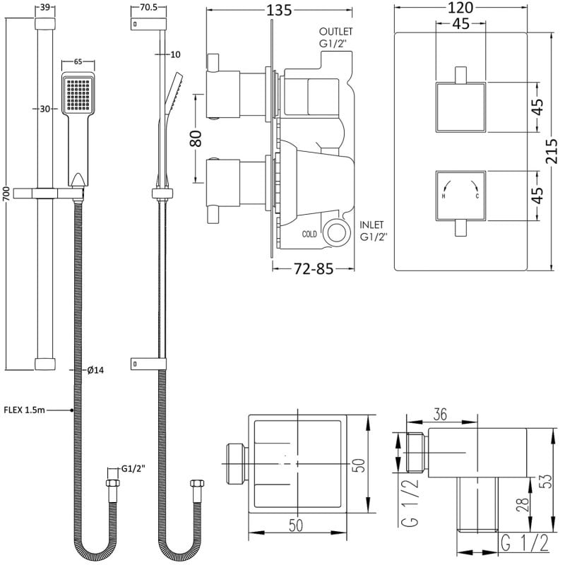 Nuie Twin Concealed Shower Sbs29tw1 1 Outlet Chrome 