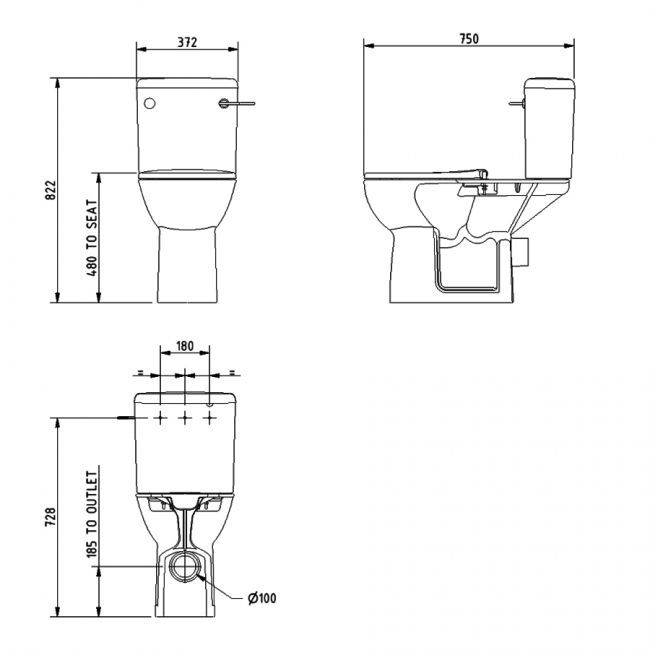 Nymas NymaPRO Rimless Doc M Ware Set Close Coupled Toilet with Lockable Cistern Assembly - White Ring Seat