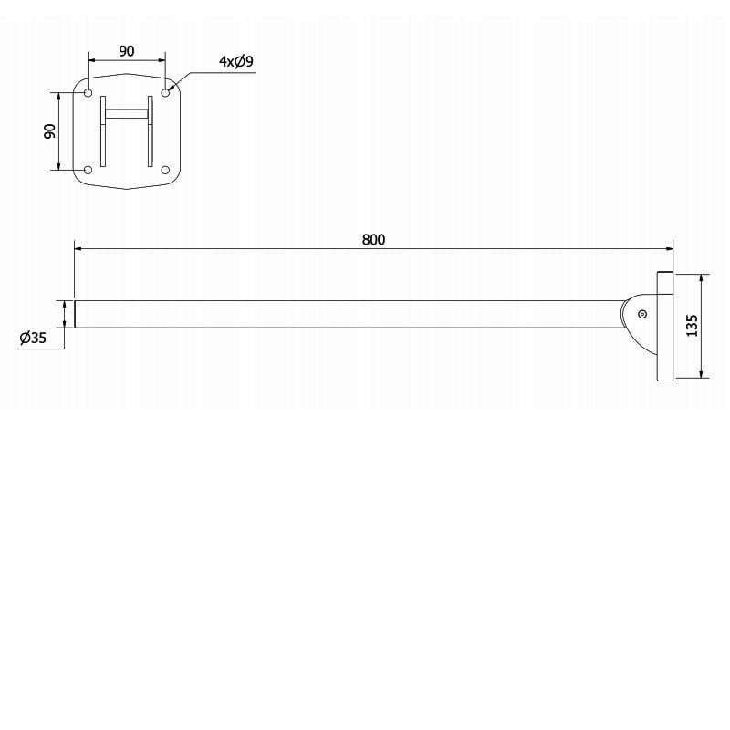 NYMAS Stainless Steel Grab Rail | 310480/SP | Straight | Polished