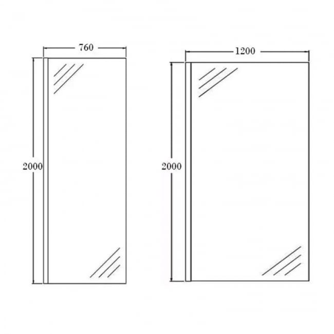 Orbit 8mm Walk-In Shower Enclosure 1700mm x 760mm (1200mm+760mm Clear Glass)