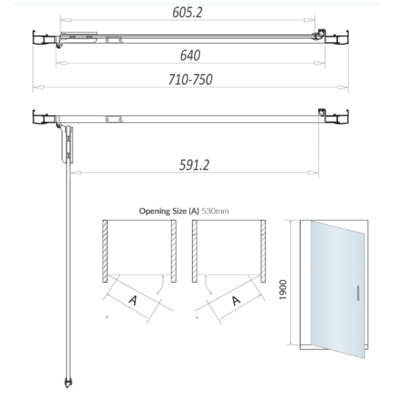 Orbit A8 Hinged Shower Door | A8SHOWER20 | 760mm | Chrome/Clear