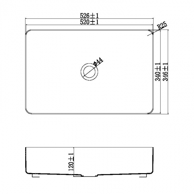 Orbit Core Rectangular Countertop Basin 520mm Wide 0 Tap Hole - Brushed Brass