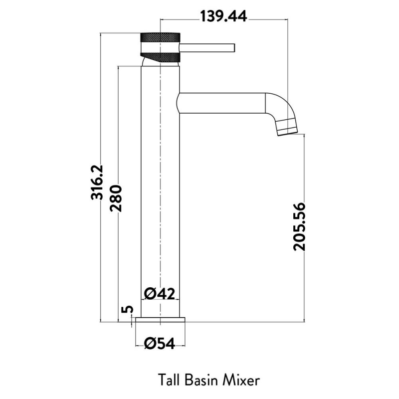 Orbit Core Tall Mono Basin Mixer Tap - Brushed Brass