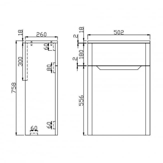 Orbit Ella Back to Wall WC Unit 500mm Wide - Gloss White