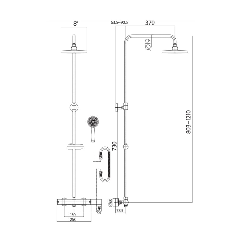 Orbit Middleton Shower | RONDO002N | Outlet | Chrome