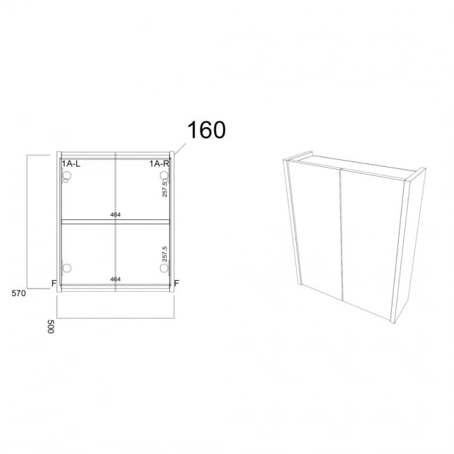 Prestige Arc 2-Door Mirror Bathroom Cabinet 600mm H x 500mm W - Gloss White