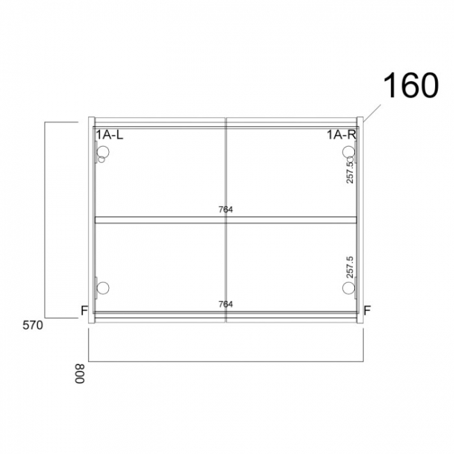 Prestige Arc 2-Door Mirror Bathroom Cabinet 600mm H x 800mm W - Matt Graphite