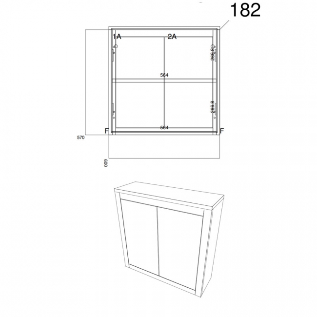 Prestige Buckingham 2-Door Mirror Bathroom Cabinet 600mm H x 600mm W - Black Oak