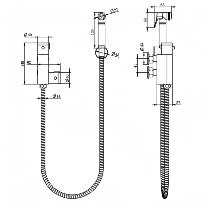 Prestige Douche Spray Kit with Handset Holder and Thermostatic Valve - Chrome