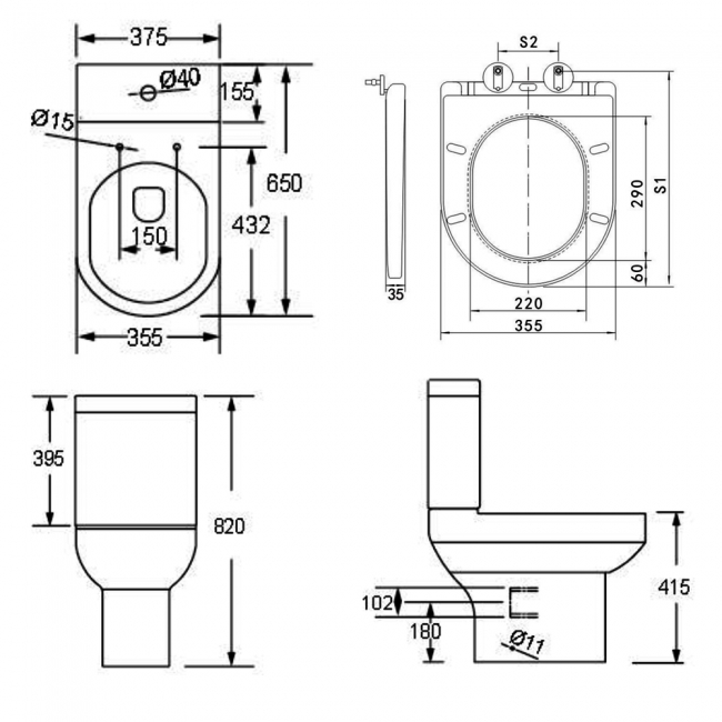 Prestige Bijoux Comfort Height Close Coupled Toilet with Push Button Cistern - Premium Soft Close Seat