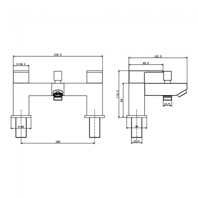 Prestige Element Bath Shower Mixer Tap with Shower Kit - Chrome