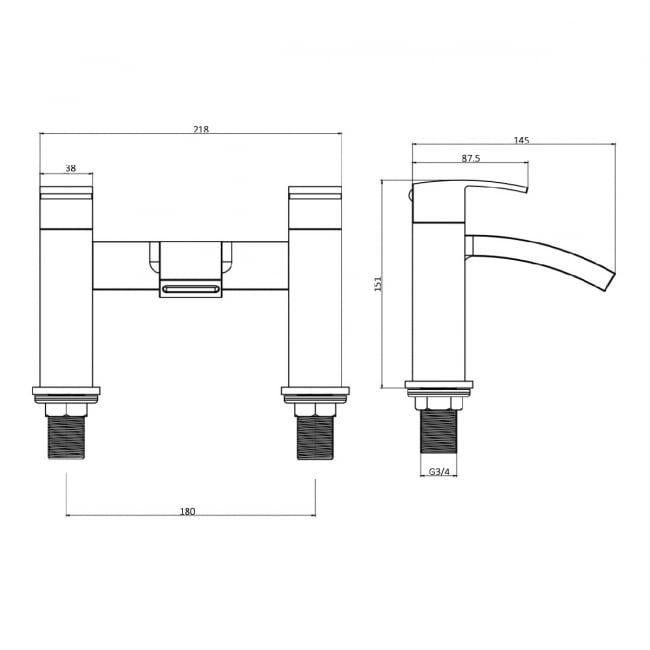 Prestige Flair Bath Filler Tap Pillar Mounted - Chrome