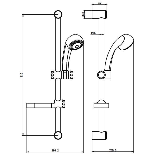 Prestige Flow Adjustable Slide Rail Kit with Soap Tray