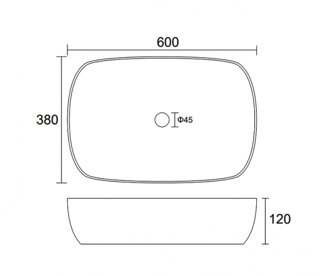 Prestige Island Sit-On Countertop Basin 600mm Wide - White