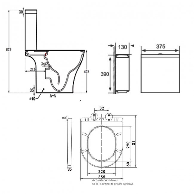 Prestige Kameo Comfort Height Close Coupled Toilet with Push Button Cistern - Soft Close Seat