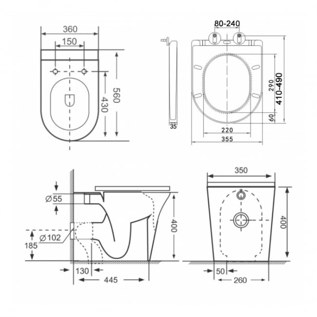 Prestige Kameo Back to Wall Rimless Toilet - Soft Close Seat